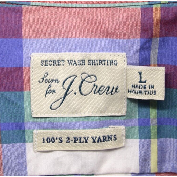 J. Crew Men's Shirt Cotton 100's 2-Ply Yarns Button Down Red Plaid Sz L - Picture 6 of 6